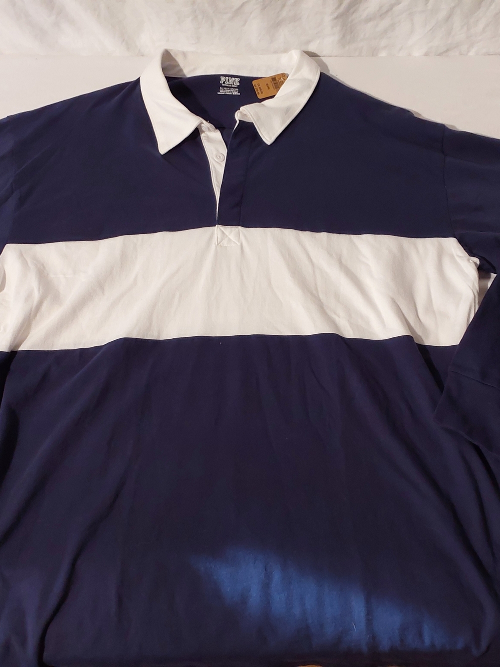 XL Victoria's Secret Navy and White Striped Rugby Shirt